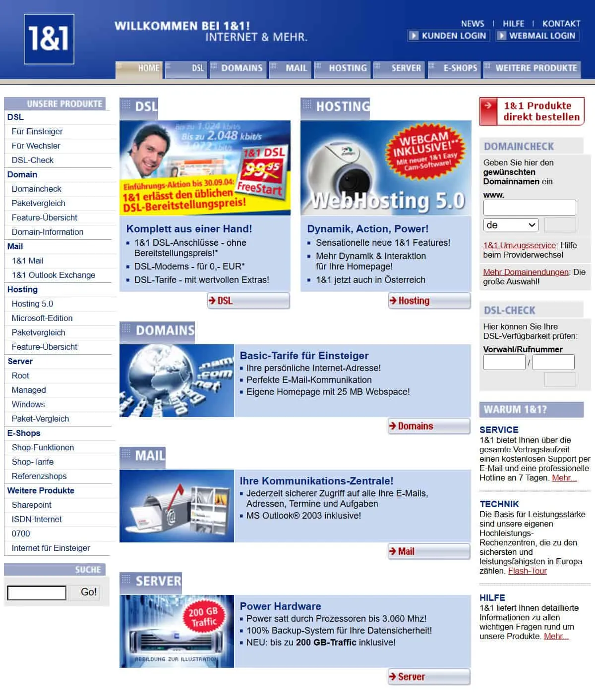 1&1 website 2004 – Sven Woltmann leading the Windows client team