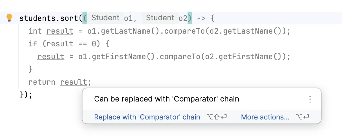 Refactoring zur Comparator Chain