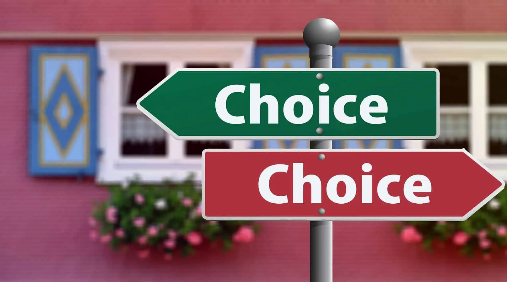 Signpost with two signs, both reading "Choice"