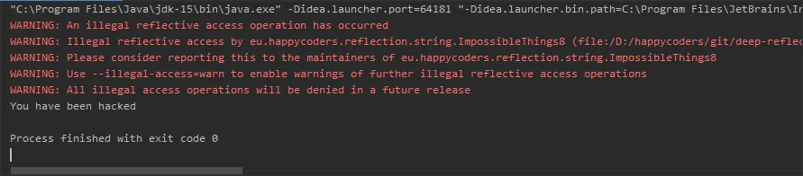 Screenshot mit der Ausgabe von „You have been hacked“ anstatt chinesischer Zeichen