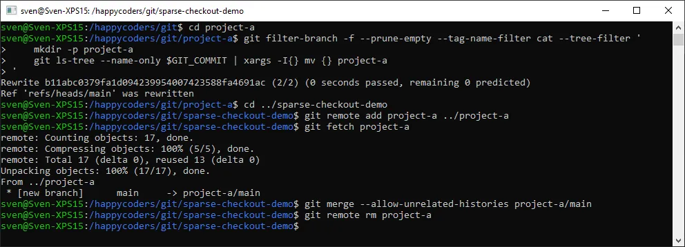 Git-Repositories mergen – Schritt 2
