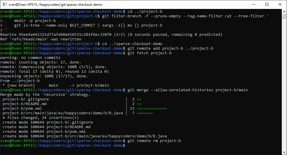 Git-Repositories mergen – Schritt 3