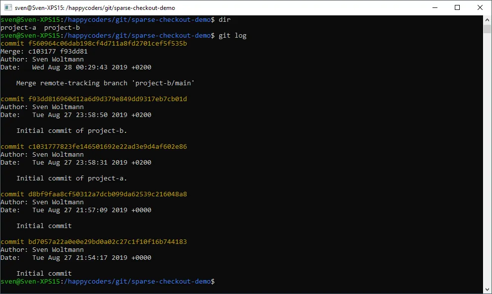 Git-Repositories mergen – Überprüfung