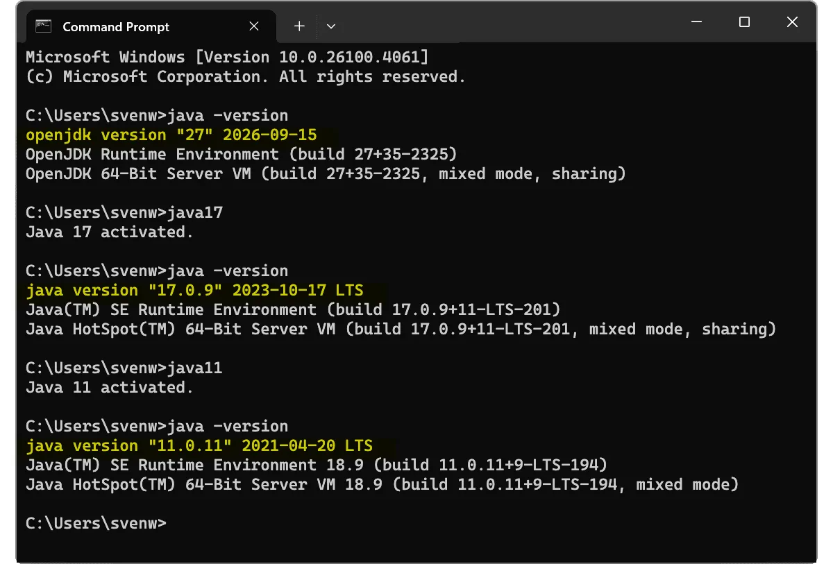 Mehrere Java-Versionen unter Windows