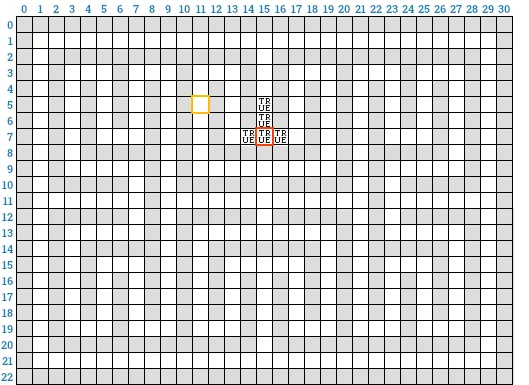 boolean-Array „discovered“ mit neu entdecktem Feld (15,5)