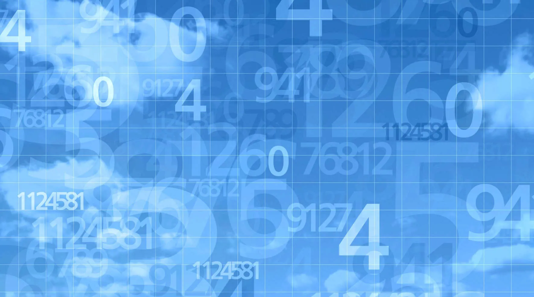 Cloud of blue digits in various sizes
