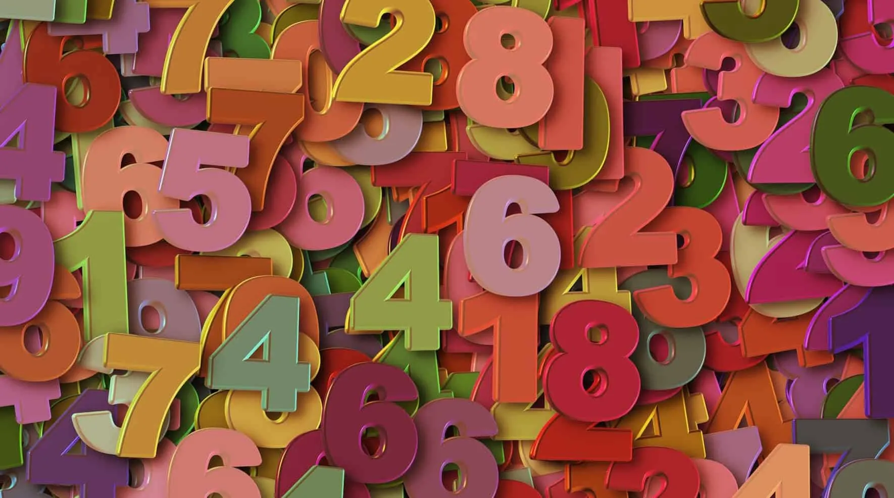 Pile of colorful plastic digits