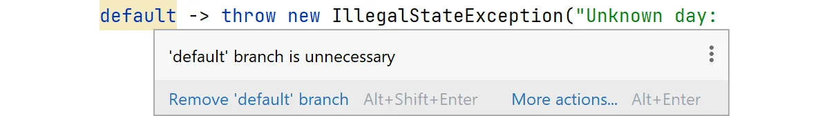 Automatische Entfernung des „default“-Falls