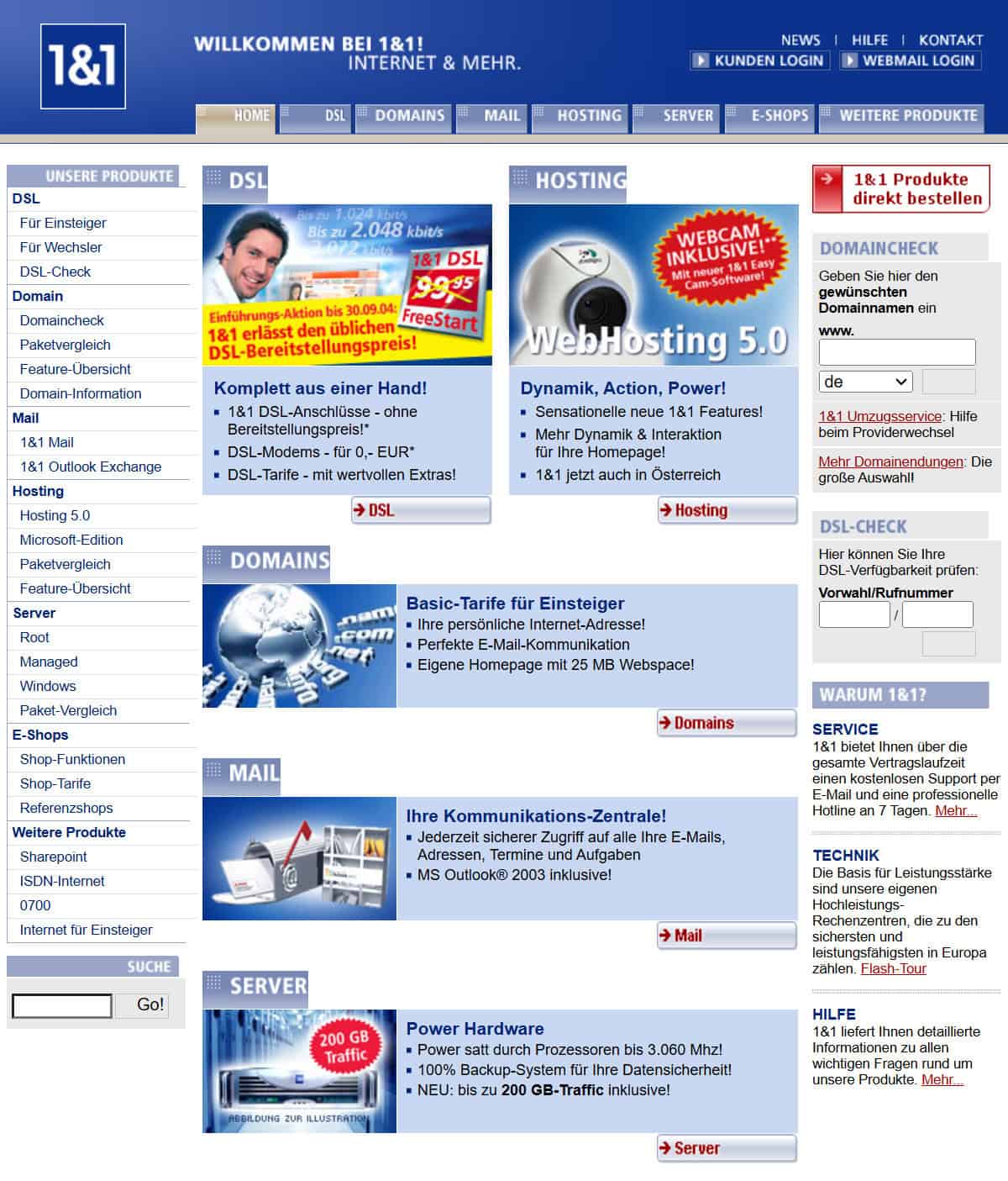 1&1 Webseite 2004 – Teamleitung Windows-Client durch Sven Woltmann