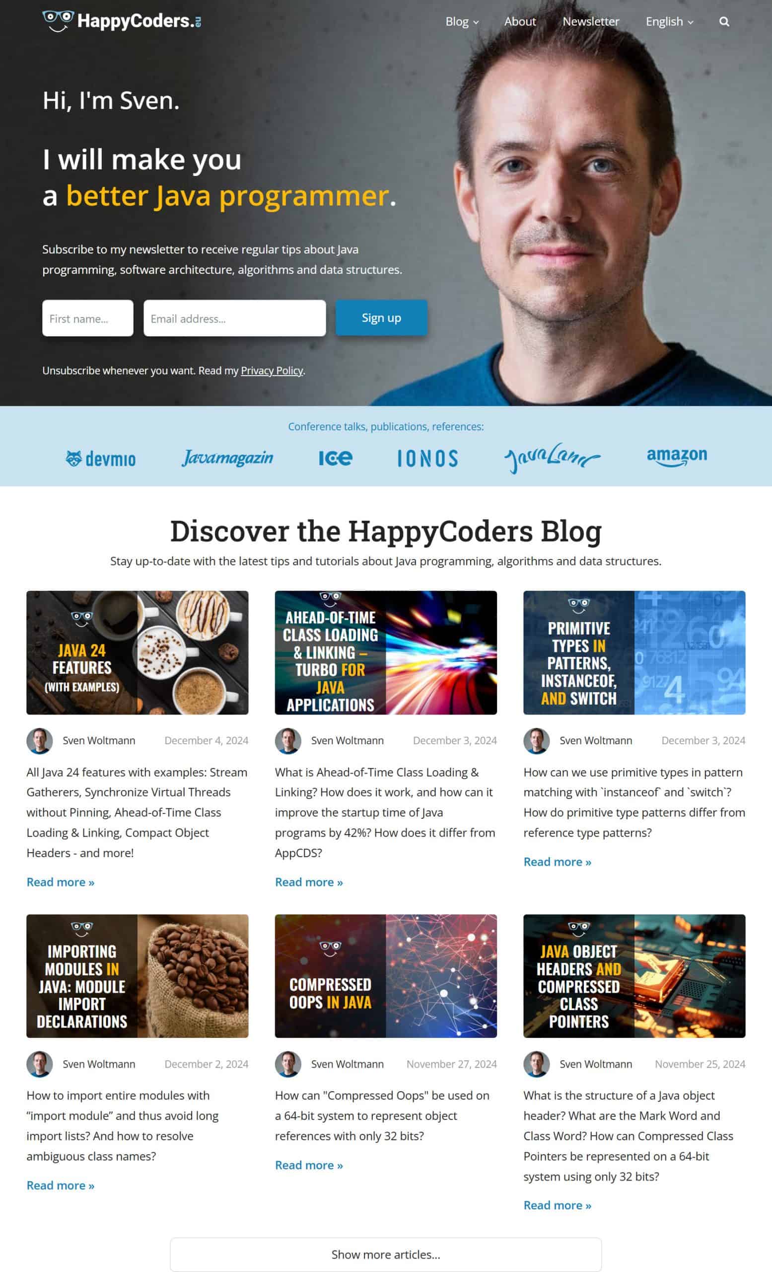 HappyCoders.eu Startseite 2025 – Java-Blog von Sven Woltmann